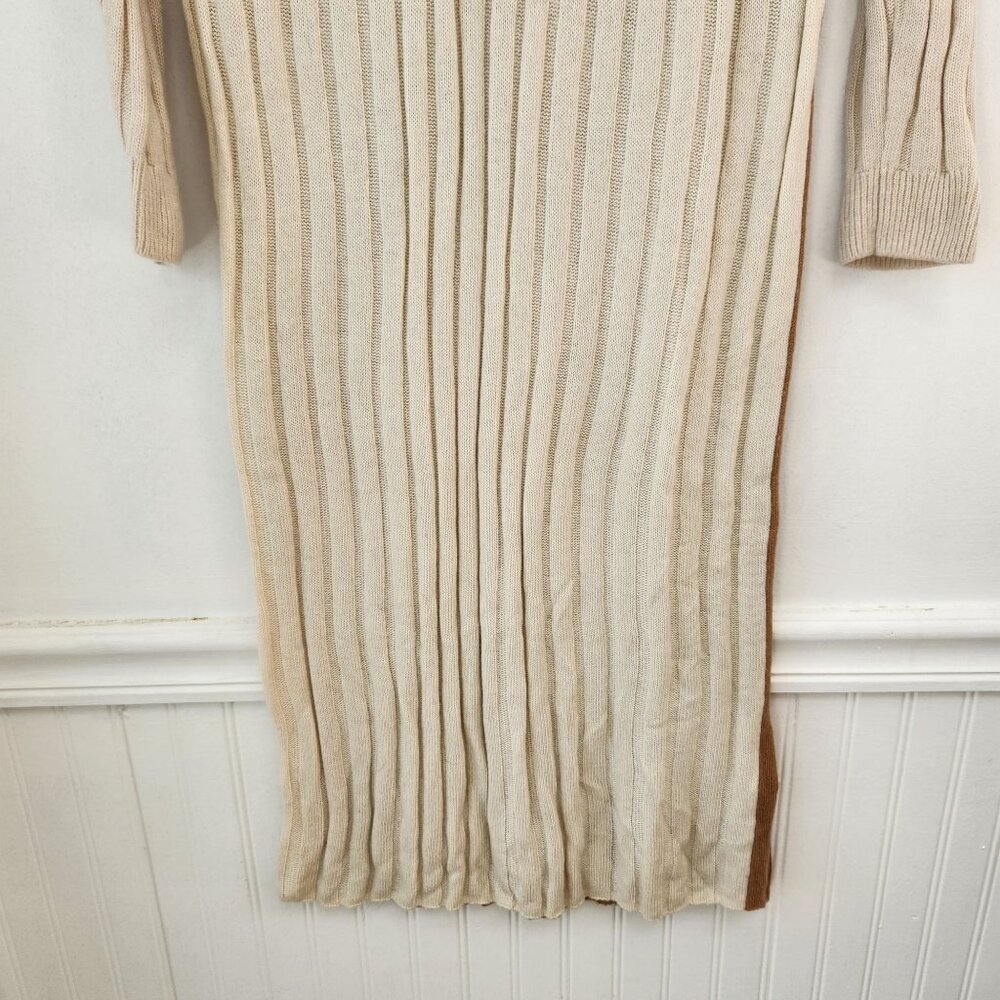 Madewell Wool Alpaca Resourced Ribbed Midi Sweater Dress White Tan S - Picture 6 of 9